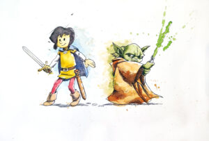 Peinture pop art au Bic et aquarelle inspirée du cinéma par Florent Lainé