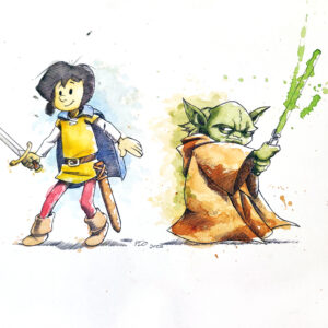 Peinture pop art au Bic et aquarelle inspirée du cinéma par Florent Lainé