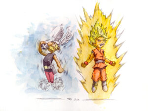 Peinture pop art au Bic et aquarelle inspirée du cinéma par Florent Lainé