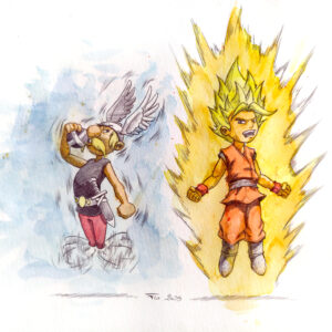 Peinture pop art au Bic et aquarelle inspirée du cinéma par Florent Lainé