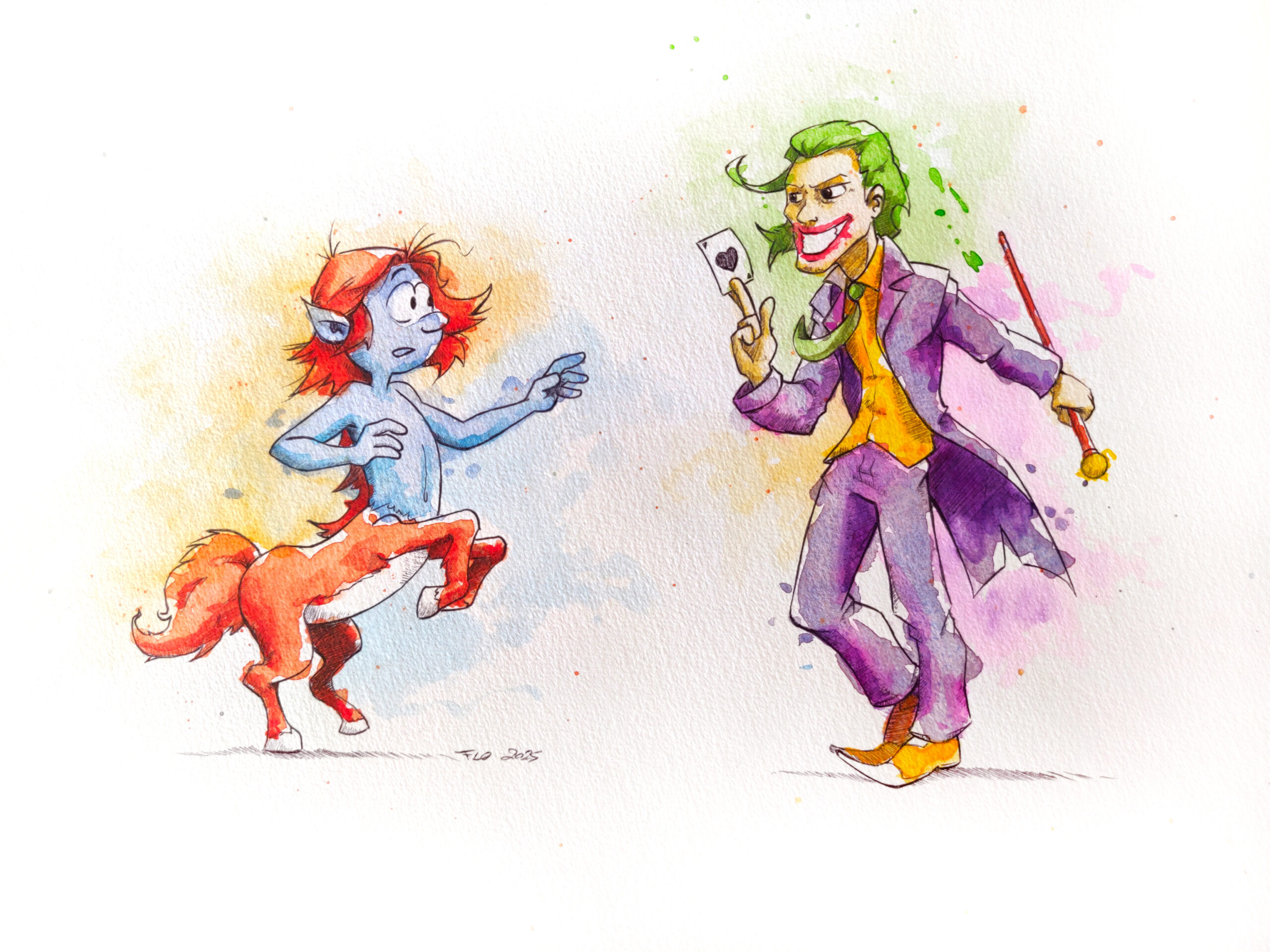 Peinture pop art au Bic et aquarelle inspirée du cinéma par Florent Lainé