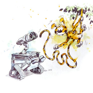 Peinture pop art au Bic et aquarelle inspirée du cinéma par Florent Lainé