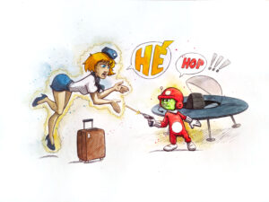 Peinture pop art au Bic et aquarelle inspirée du cinéma par Florent Lainé