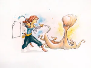 Peinture pop art au Bic et aquarelle inspirée du cinéma par Florent Lainé