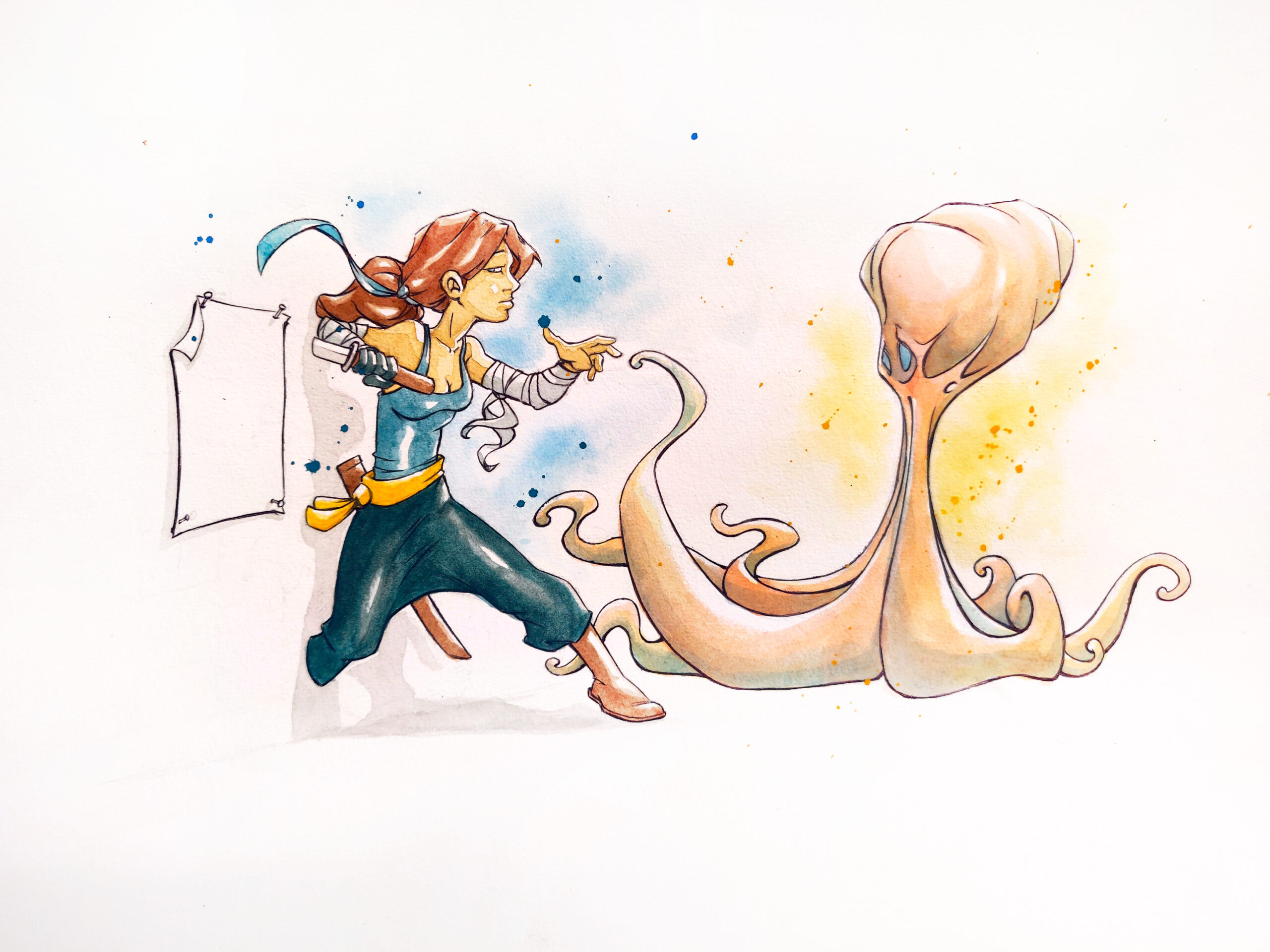 Peinture pop art au Bic et aquarelle inspirée du cinéma par Florent Lainé