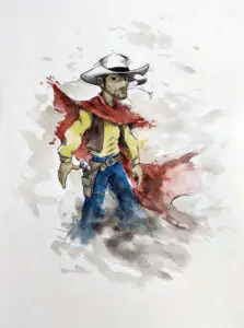 Peinture pop art au Bic et aquarelle inspirée du cinéma par Florent Lainé