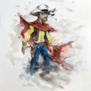 Peinture pop art au Bic et aquarelle inspirée du cinéma par Florent Lainé