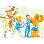 Fan art Fantastic Four aquarelle et bic