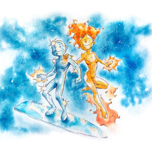 Fan art Silver Surfer Nova aquarelle et bic