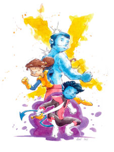 Fan art x-men aquarelle et bic